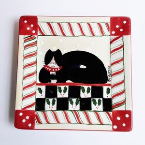 Oneida Fiddlestix Candy Cane Cat 8" square Plate